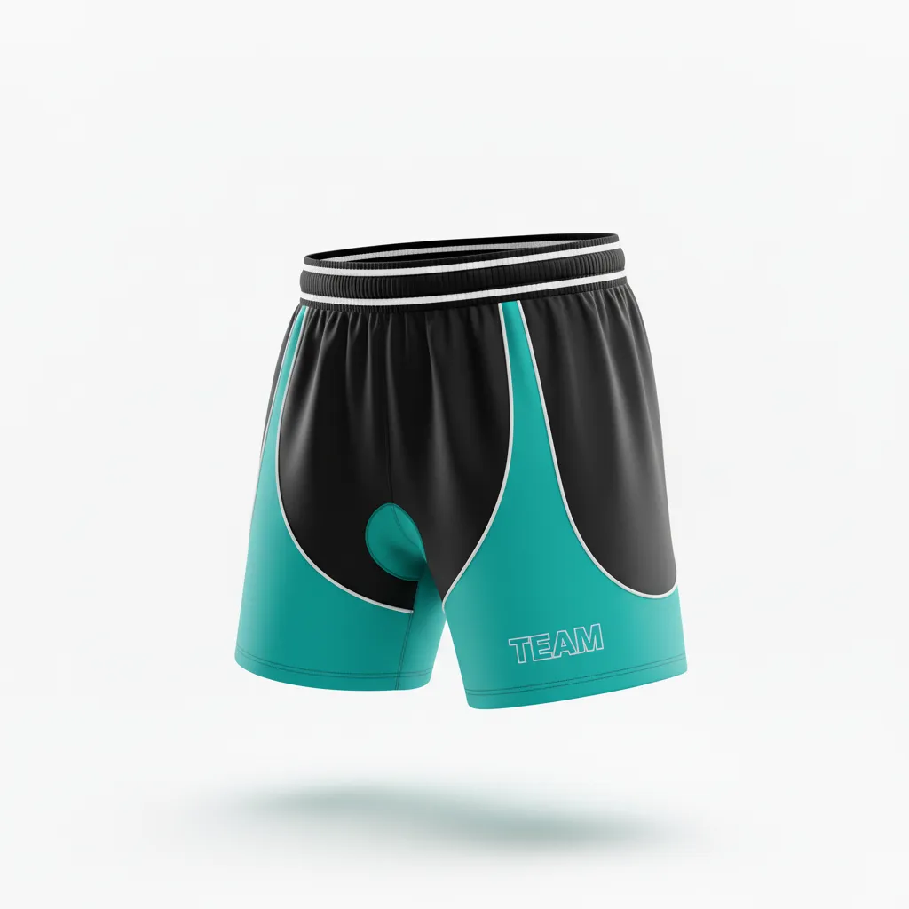 Custom Rugby Two Tone Shorts - White - Custom Rugby Two Tone Shorts All Blacks Teal - Front View - HAMCO Sports Inc.