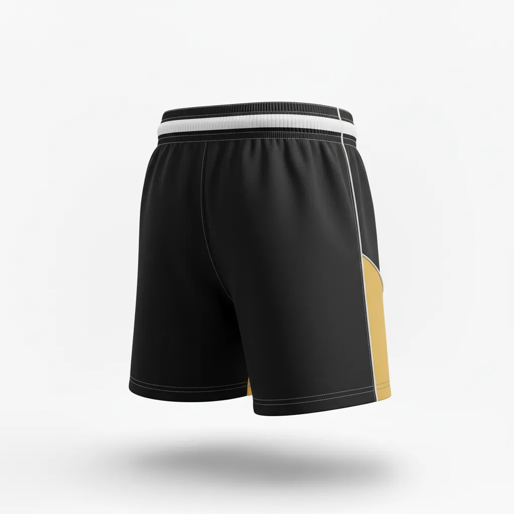 Custom Rugby Two Tone Shorts - Gold, White - Custom Rugby Two Tone Shorts All Blacks Vegas - Back View - HAMCO Sports Inc.