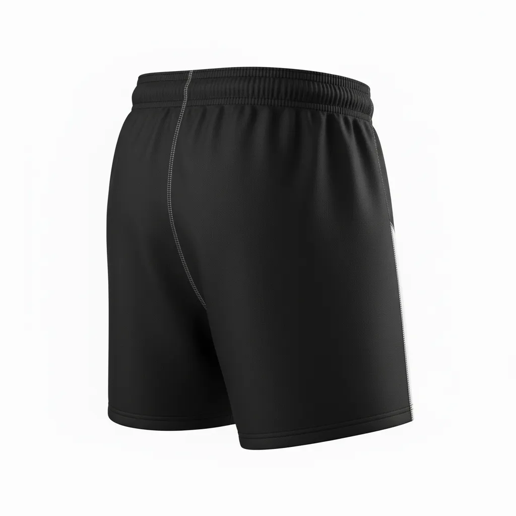 Custom Rugby Two Tone Shorts - White, Silver - Custom Rugby Two Tone Shorts All Blacks - Back View - HAMCO Sports Inc.
