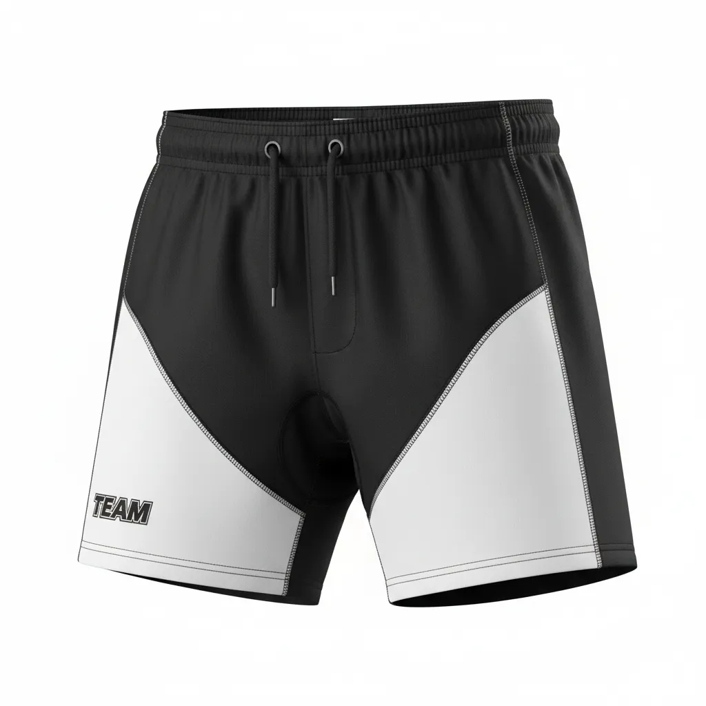 Custom Rugby Two Tone Shorts - White, Silver - Custom Rugby Two Tone Shorts All Blacks - Front View - HAMCO Sports Inc.