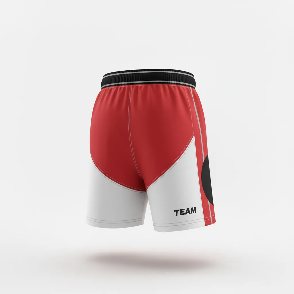 Custom Rugby Two Tone Shorts - White, Silver - Custom Rugby Two Tone Shorts Cardinal - Back View - HAMCO Sports Inc.