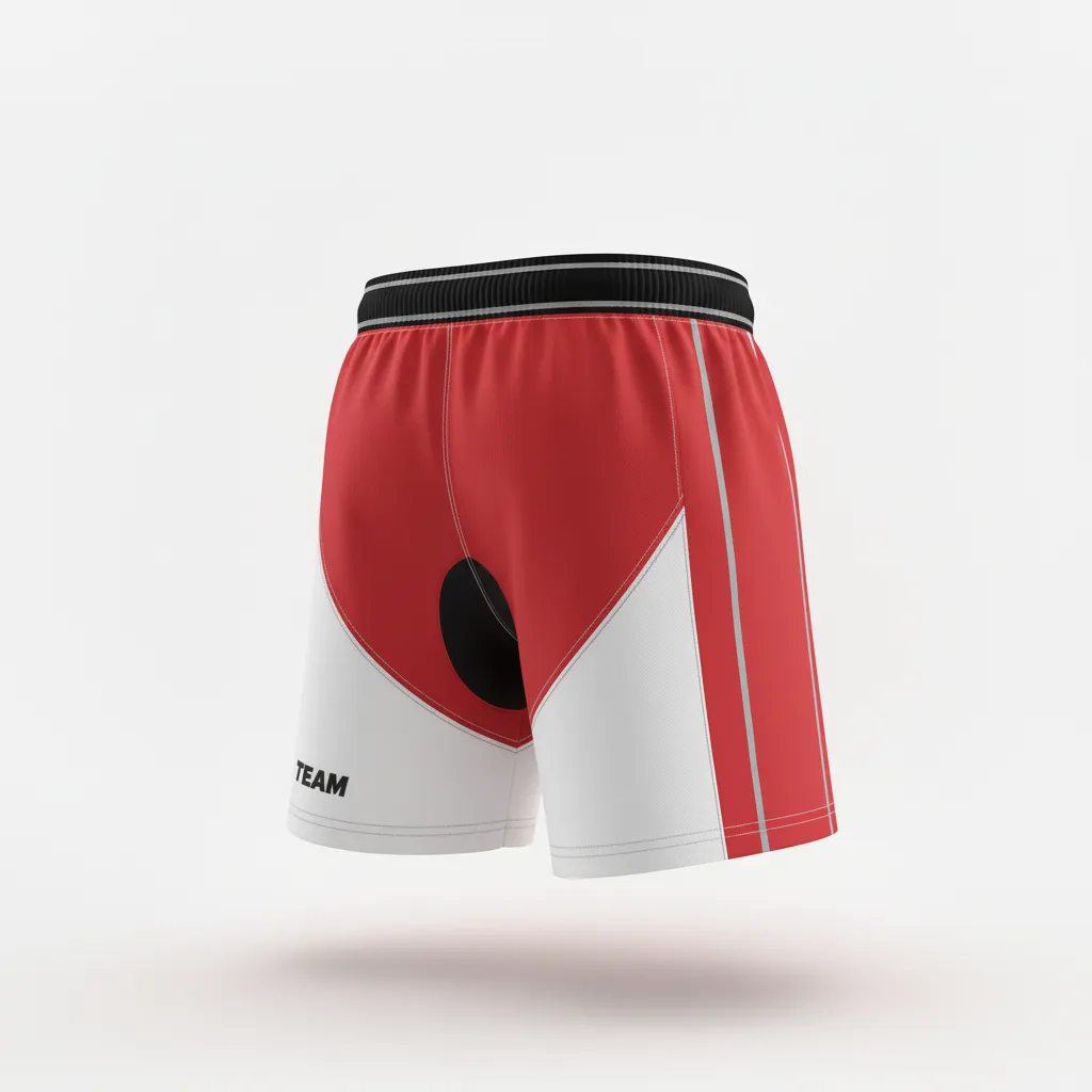 Custom Rugby Two Tone Shorts - White, Silver - Custom Rugby Two Tone Shorts Cardinal - Front View - HAMCO Sports Inc.