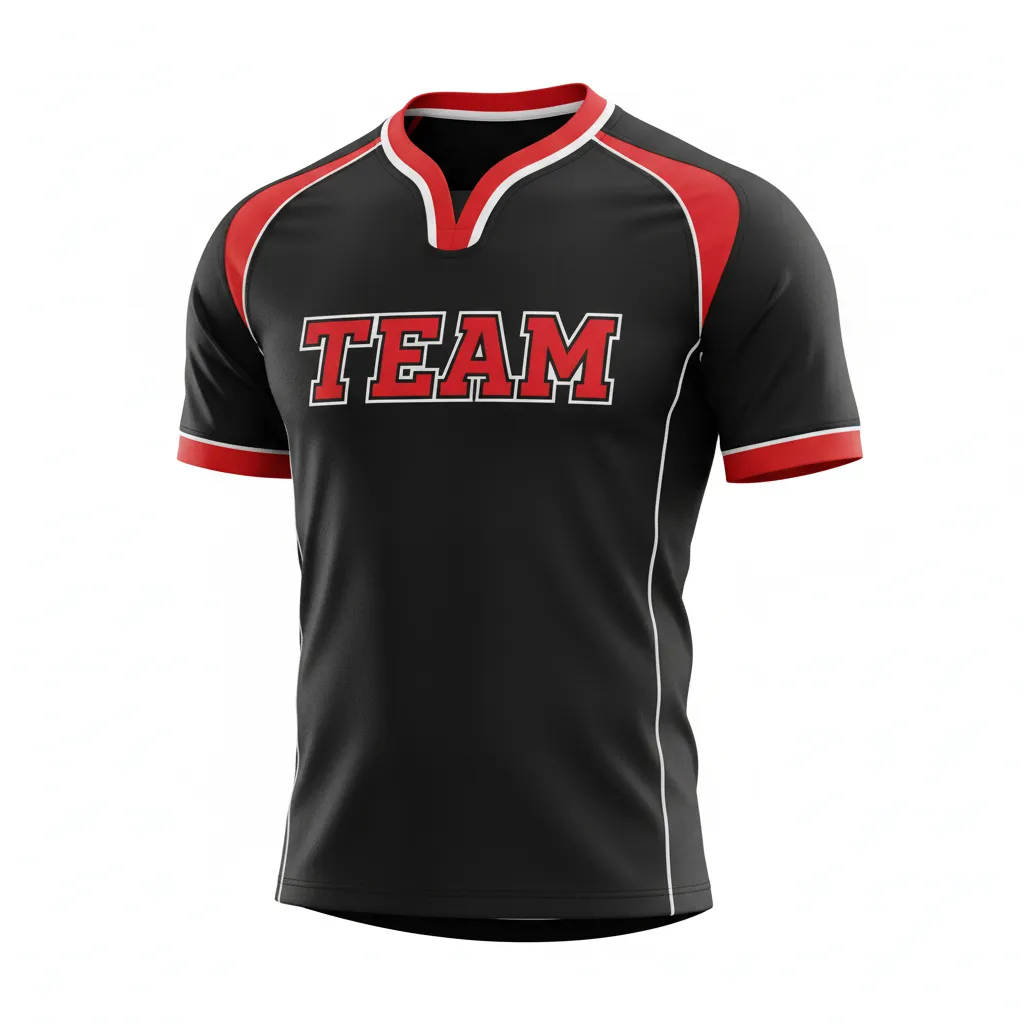 Custom Rugby V Neck Rugby Jersey - Red, White - Custom Rugby V Neck Rugby Jersey All Blacks Athletic - Front View - HAMCO Sports Inc.