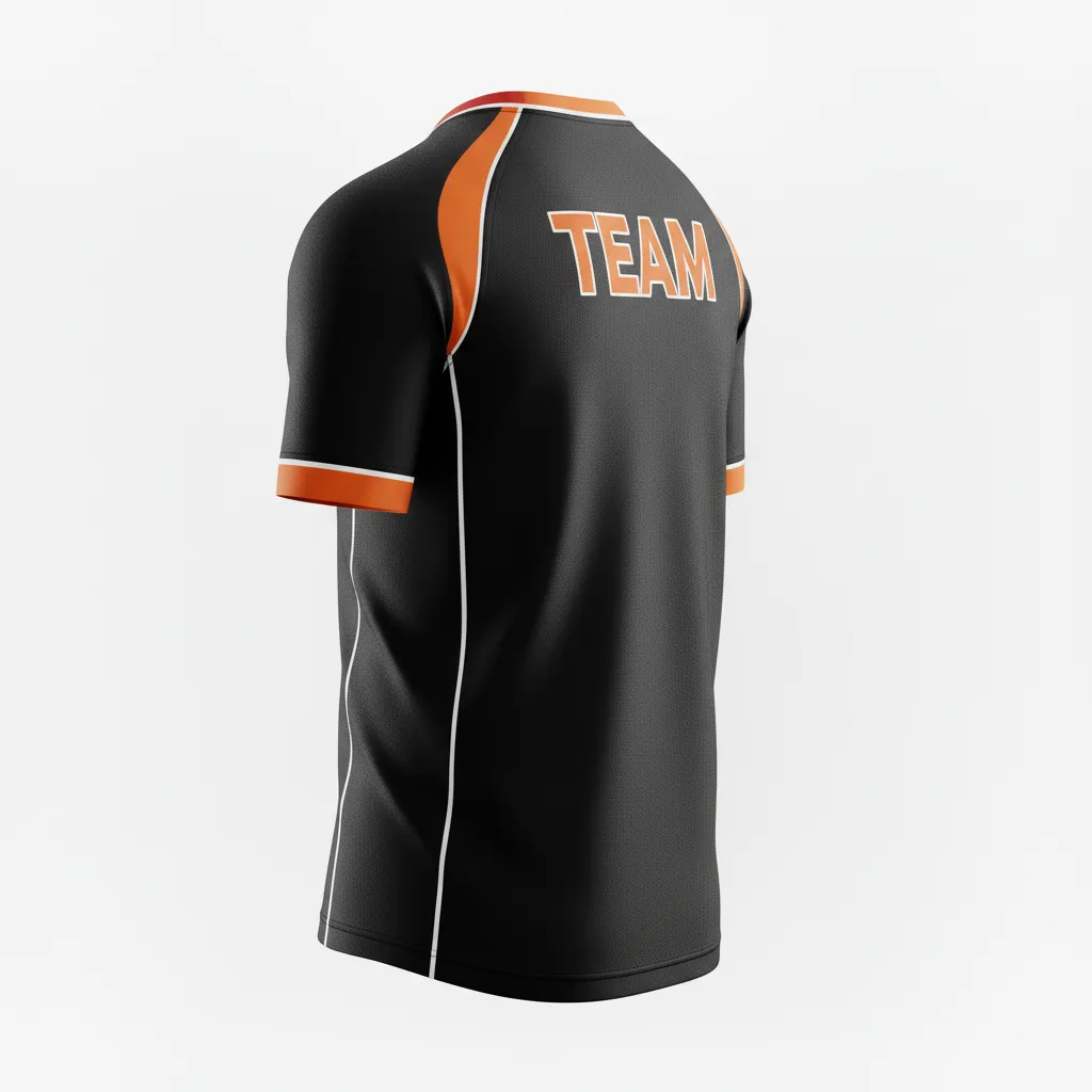 Custom Rugby V Neck Rugby Jersey - Orange, White - Custom Rugby V Neck Rugby Jersey All Blacks - Back View - HAMCO Sports Inc.