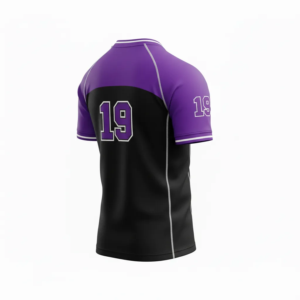 Custom Rugby V Neck Rugby Jersey - Purple, White - Custom Rugby V Neck Rugby Jersey All Blacks - Back View - HAMCO Sports Inc.