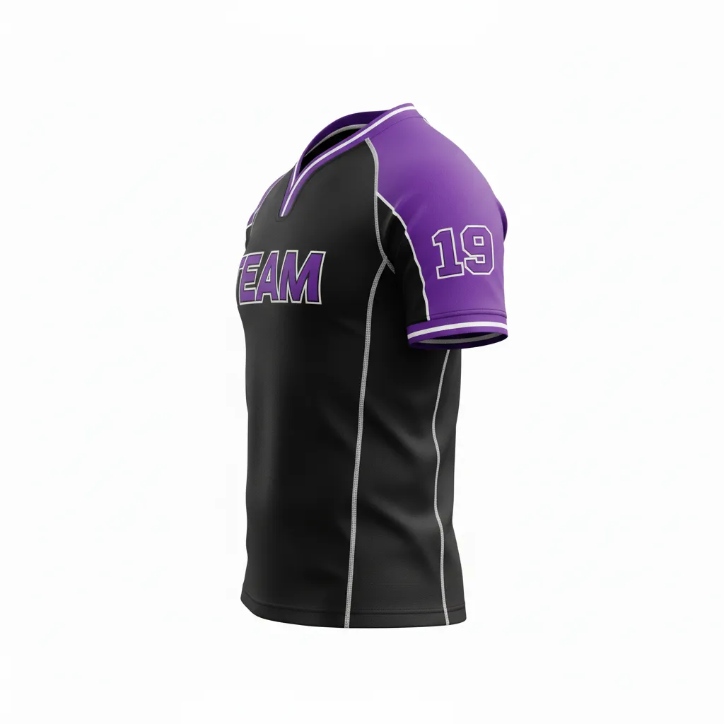 Custom Rugby V Neck Rugby Jersey - Purple, White - Custom Rugby V Neck Rugby Jersey All Blacks - Side View - HAMCO Sports Inc.