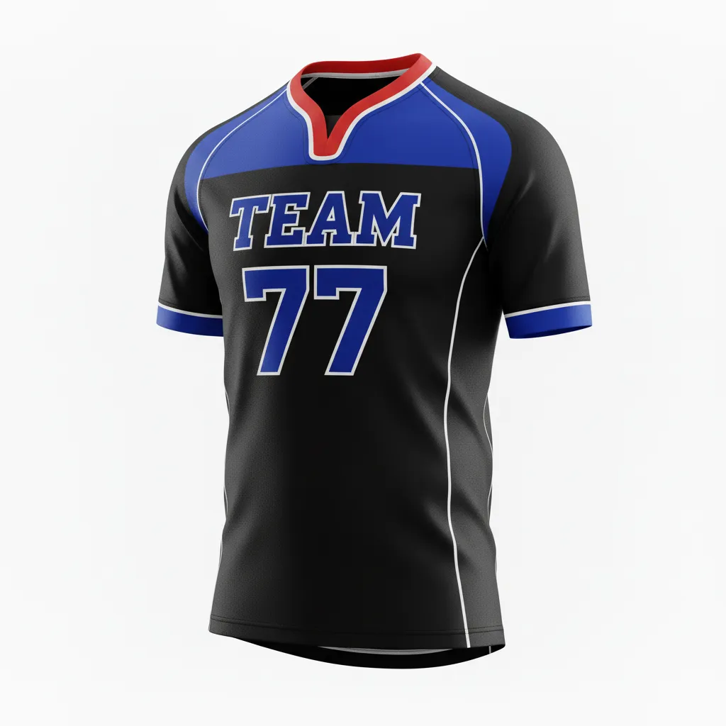 Custom Rugby V Neck Rugby Jersey - Blue, White - Custom Rugby V Neck Rugby Jersey All Blacks Royal - Front View - HAMCO Sports Inc.