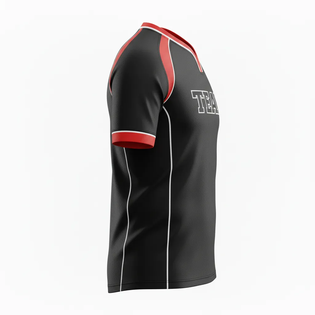 Custom Rugby V Neck Rugby Jersey - Silver, White - Custom Rugby V Neck Rugby Jersey All Blacks - Side View - HAMCO Sports Inc.