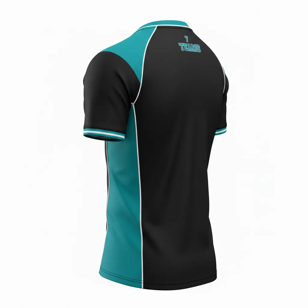 Custom Rugby V Neck Rugby Jersey - White - Custom Rugby V Neck Rugby Jersey All Blacks Teal - Back View - HAMCO Sports Inc.