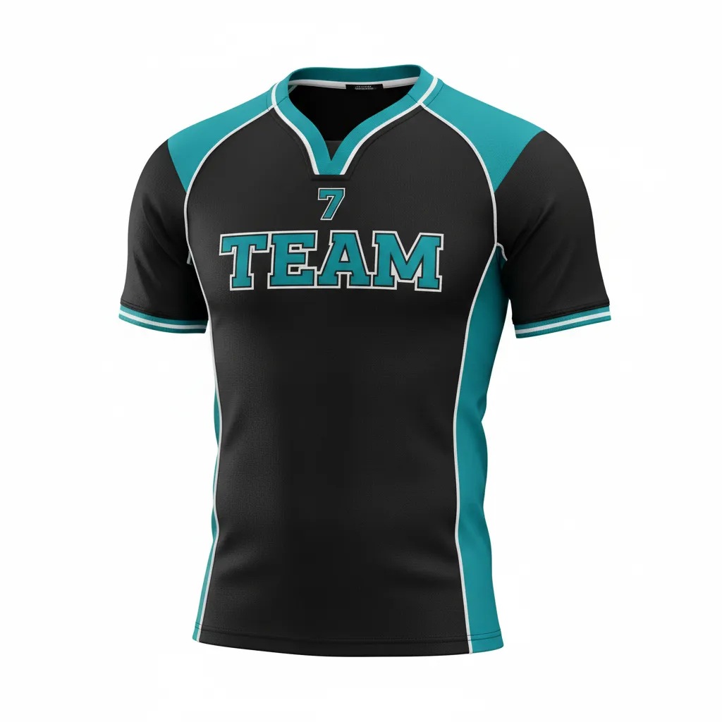 Custom Rugby V Neck Rugby Jersey - White - Custom Rugby V Neck Rugby Jersey All Blacks Teal - Front View - HAMCO Sports Inc.