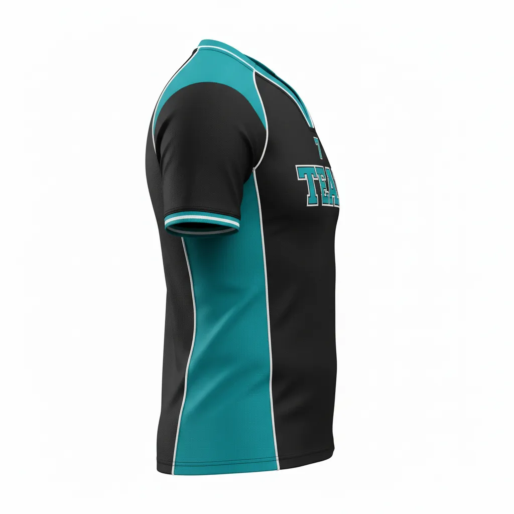 Custom Rugby V Neck Rugby Jersey - White - Custom Rugby V Neck Rugby Jersey All Blacks Teal - Side View - HAMCO Sports Inc.