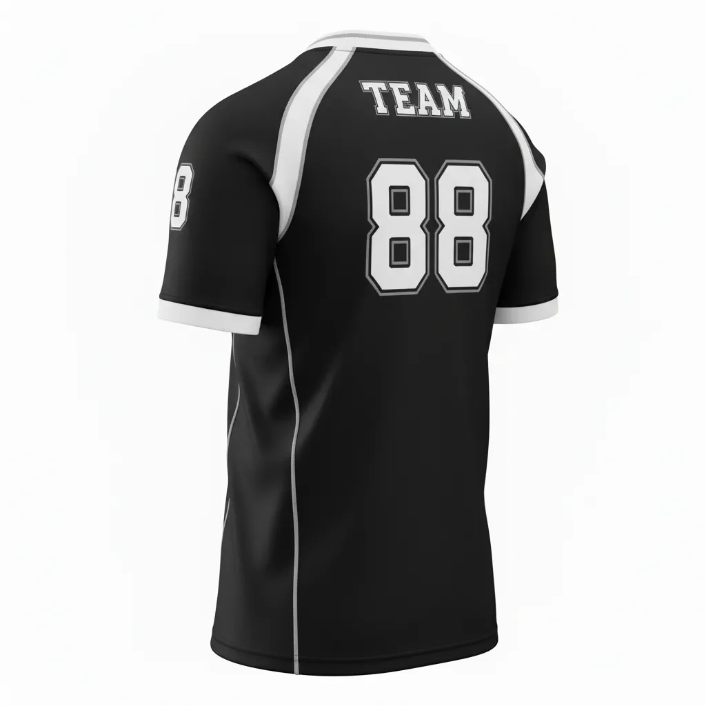 Custom Rugby V Neck Rugby Jersey - White, Silver - Custom Rugby V Neck Rugby Jersey All Blacks - Back View - HAMCO Sports Inc.