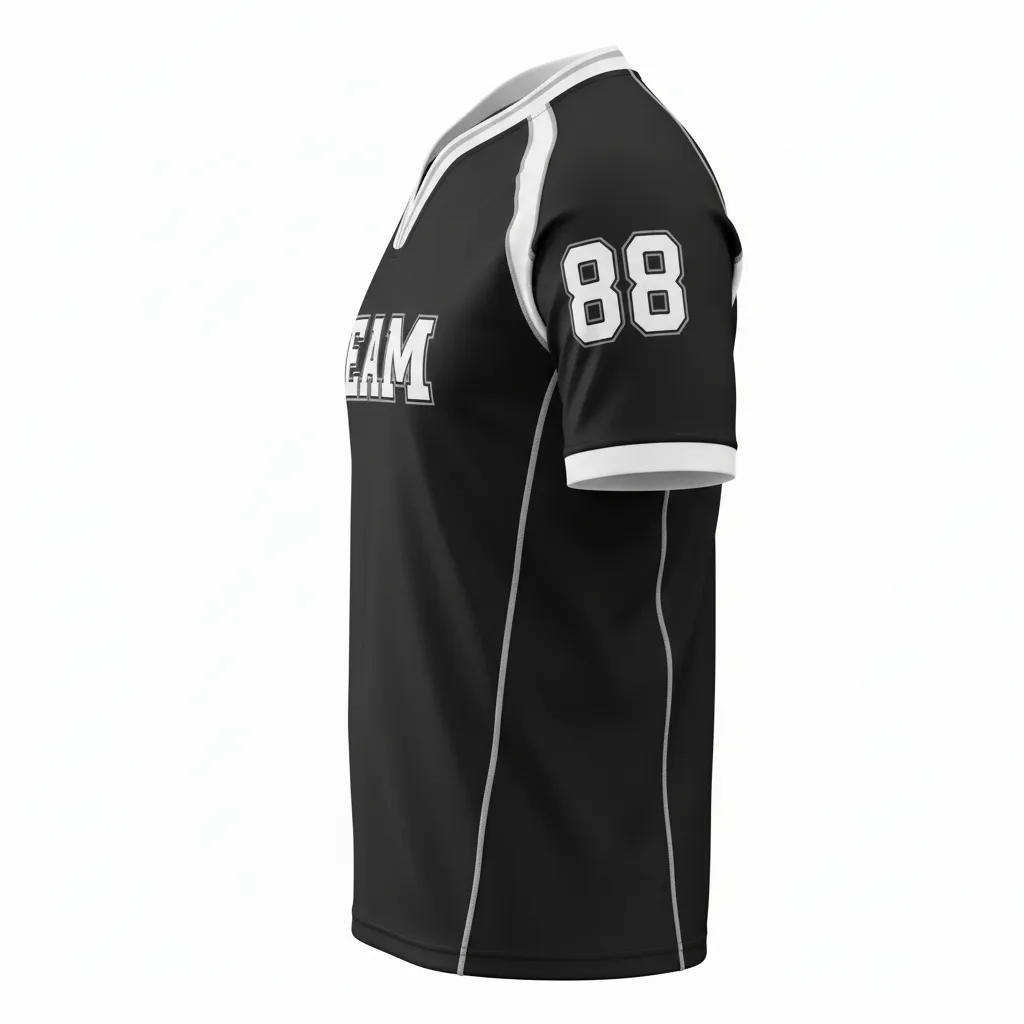 Custom Rugby V Neck Rugby Jersey - White, Silver - Custom Rugby V Neck Rugby Jersey All Blacks - Side View - HAMCO Sports Inc.