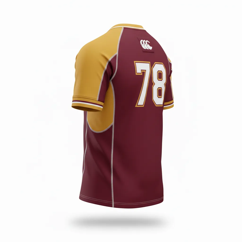 Custom Rugby V Neck Rugby Jersey - Burgundy, Gold, White - Custom Rugby V Neck Rugby Jersey Vegas - Back View - HAMCO Sports Inc.