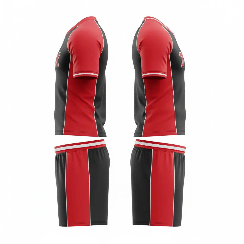 Custom Rugby V Neck Rugby Uniforms - Red, White - Custom Rugby V Neck Rugby Uniforms All Blacks Athletic - Side View - HAMCO Sports Inc.