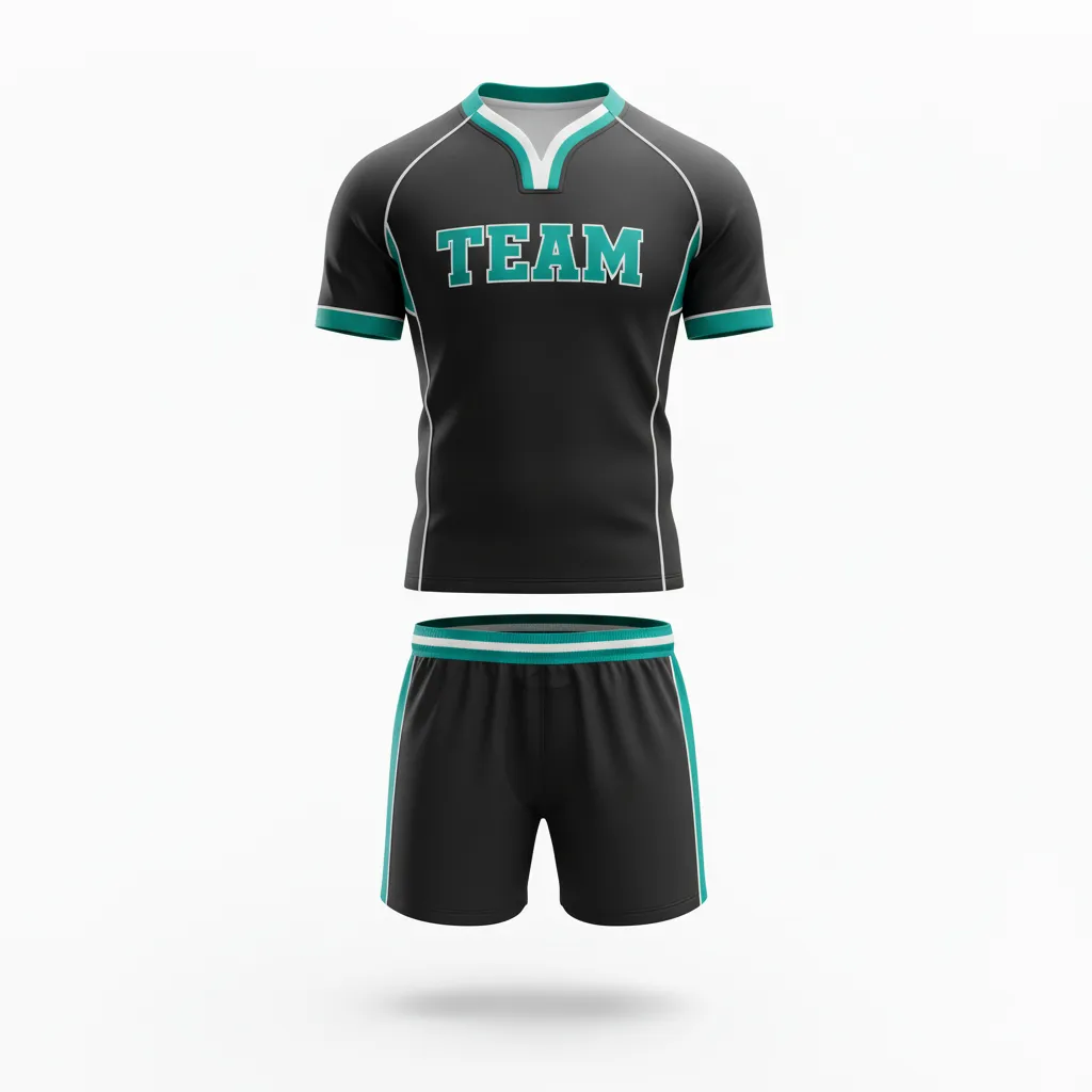 Custom Rugby V Neck Rugby Uniforms - White - Custom Rugby V Neck Rugby Uniforms All Blacks Teal - Front View - HAMCO Sports Inc.