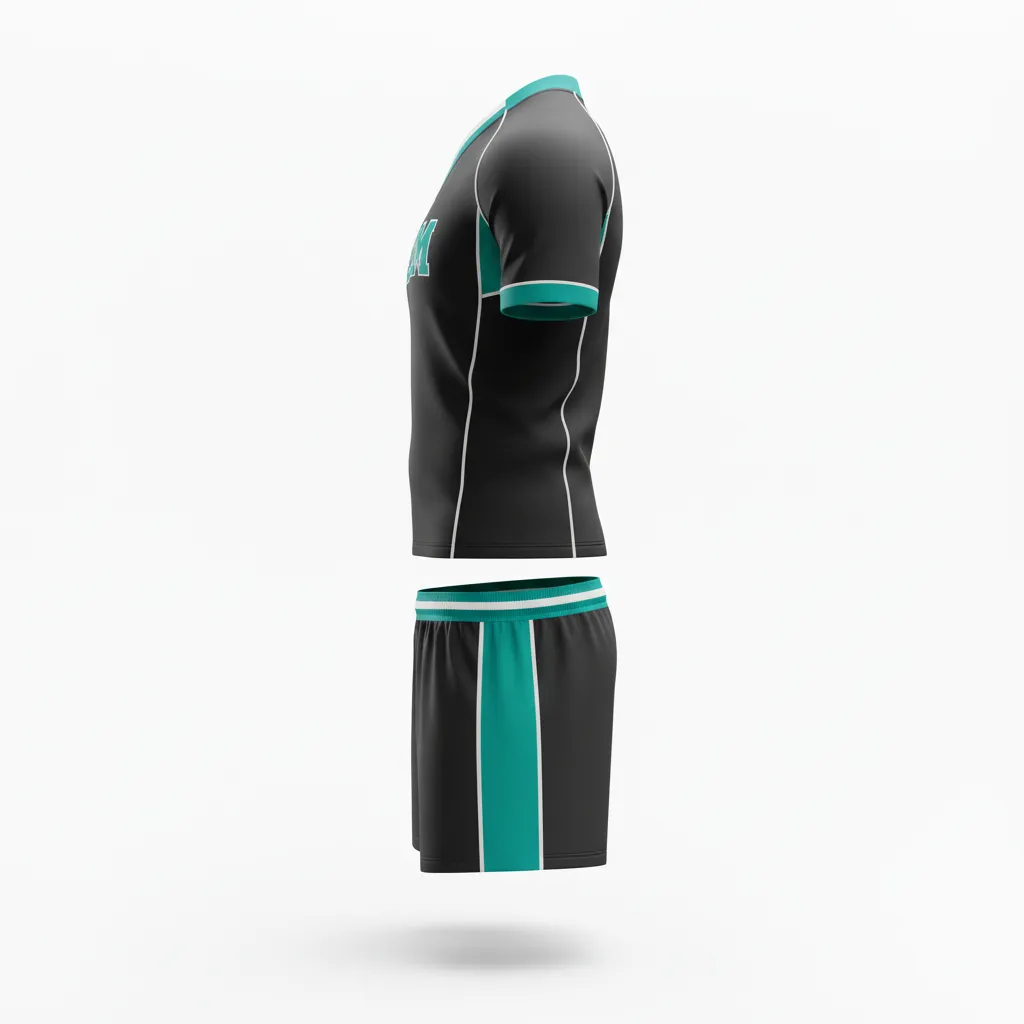 Custom Rugby V Neck Rugby Uniforms - White - Custom Rugby V Neck Rugby Uniforms All Blacks Teal - Side View - HAMCO Sports Inc.