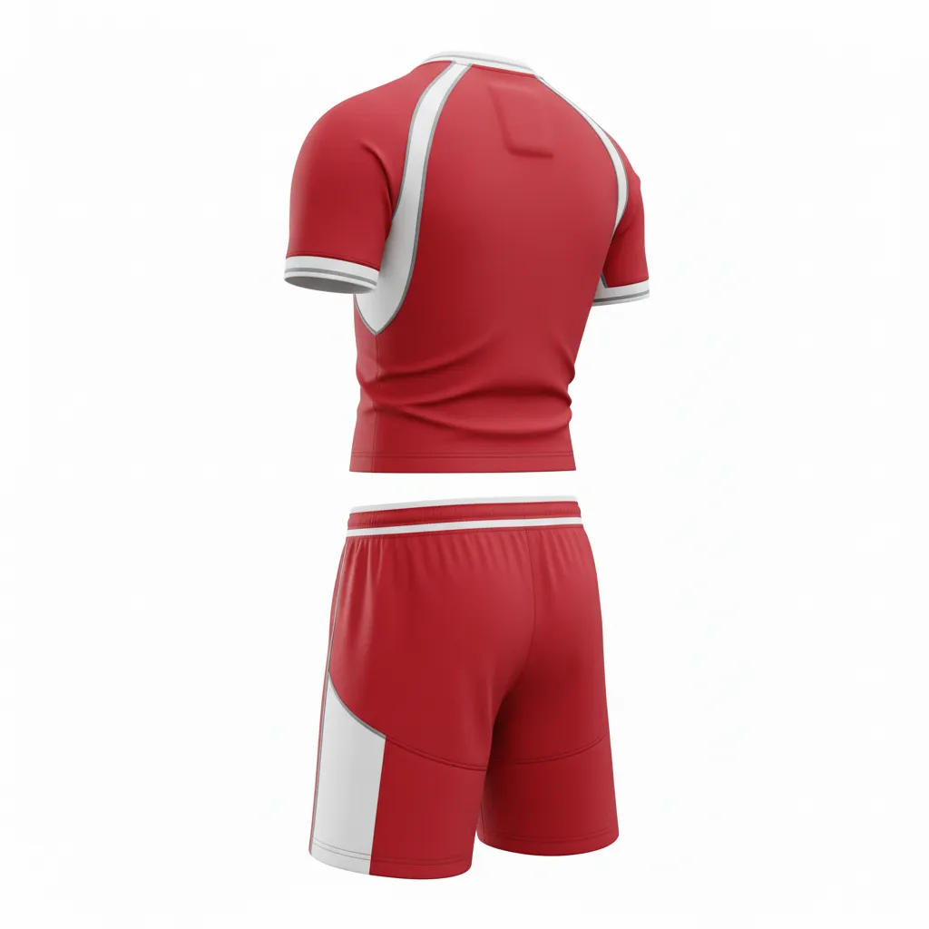 Custom Rugby V Neck Rugby Uniforms - White, Silver - Custom Rugby V Neck Rugby Uniforms Cardinal - Back View - HAMCO Sports Inc.