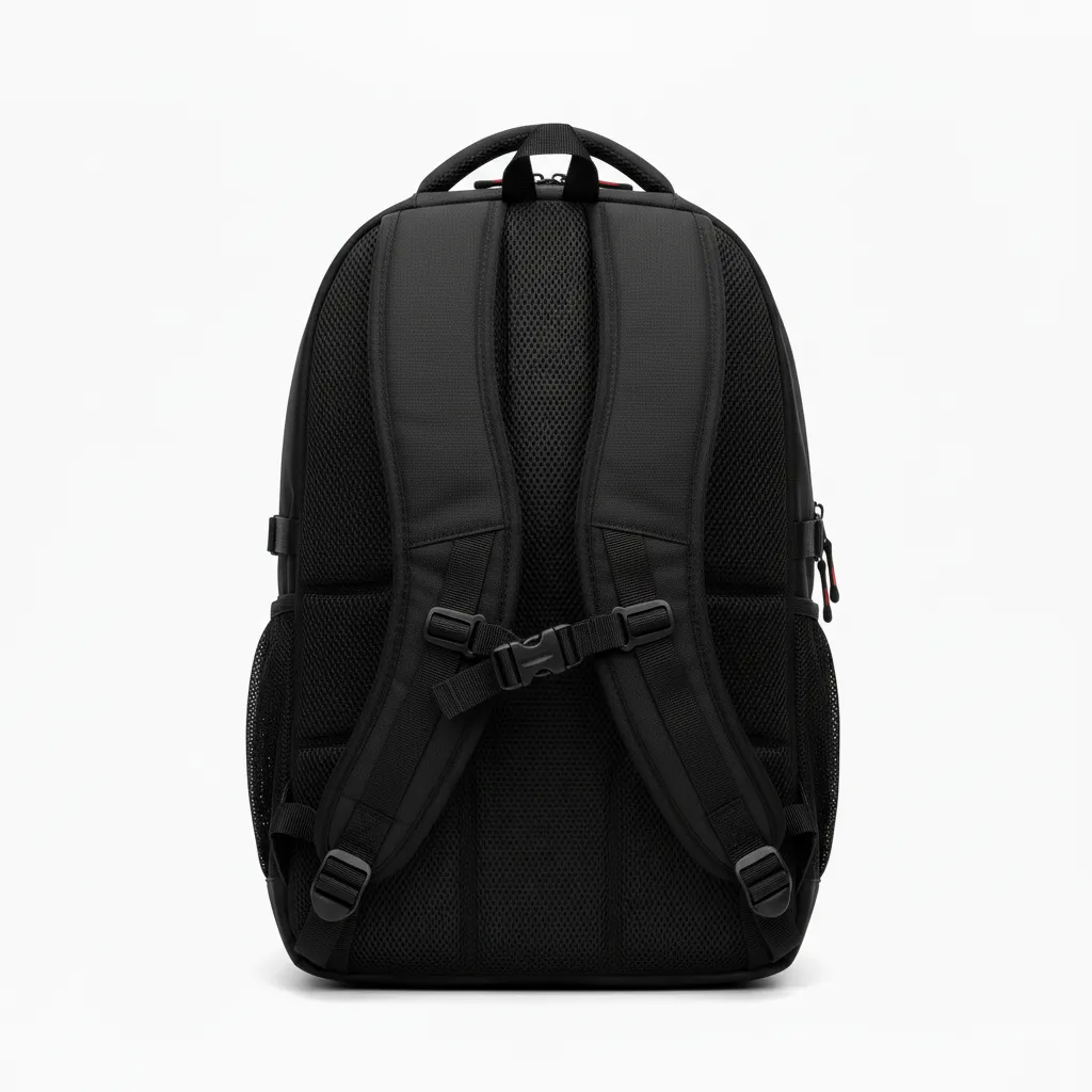 Custom Soccer Backpack - Black, Red - Backpack - Back View - HAMCO Sports Inc.