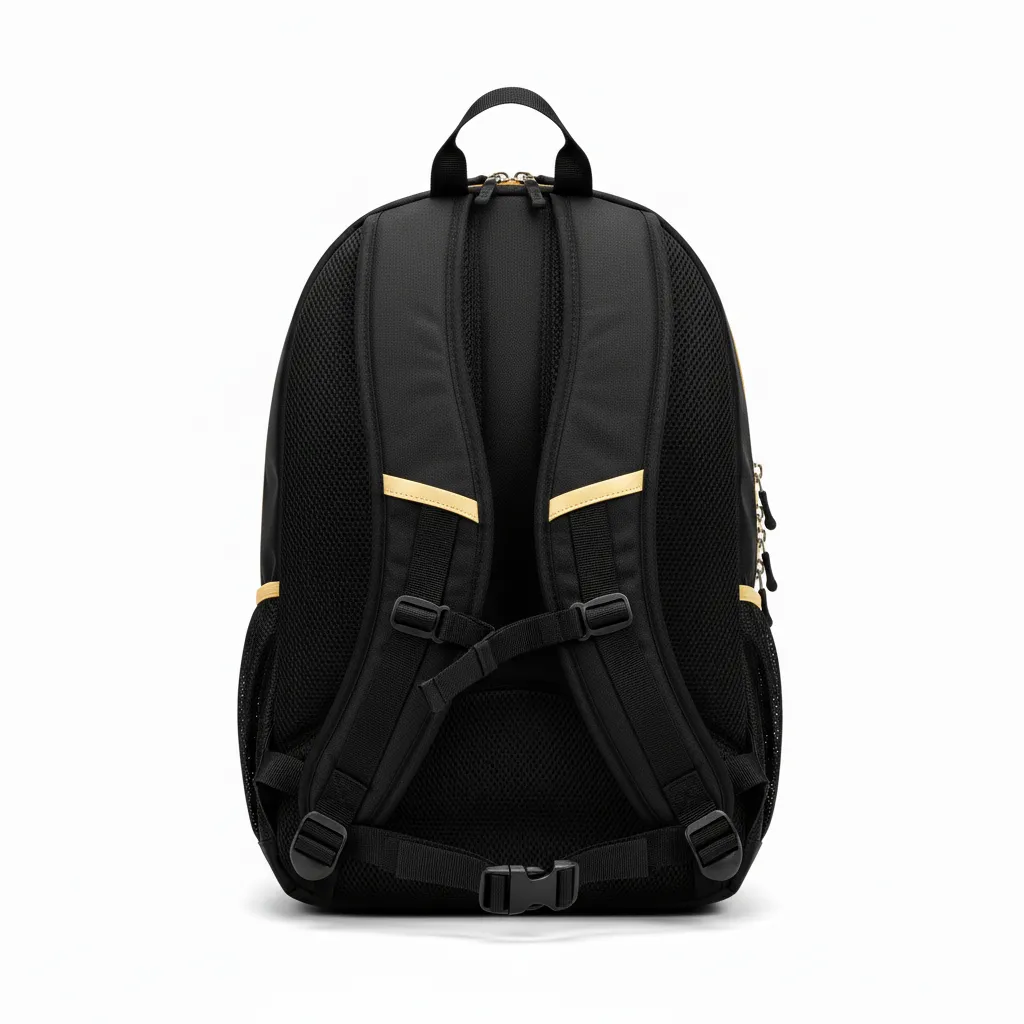 Custom Soccer Backpack - Black, Gold - Backpack Vegas - Back View - HAMCO Sports Inc.