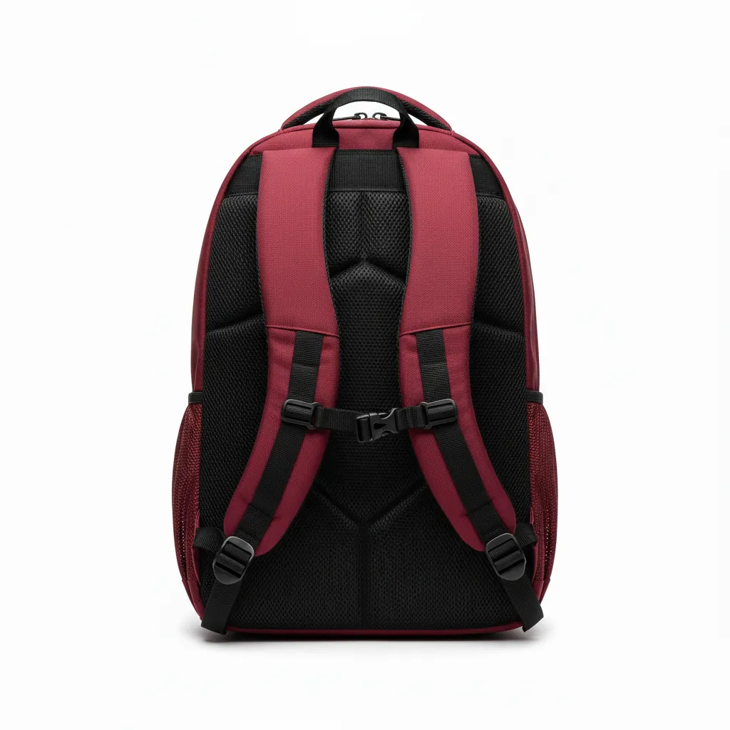 Custom Soccer Backpack - Burgundy, Gold - Backpack - Back View - HAMCO Sports Inc.