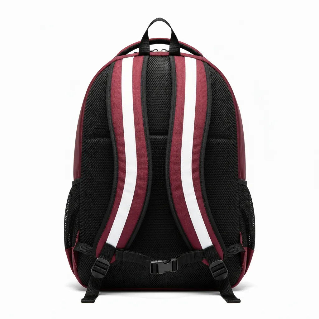 Custom Soccer Backpack - Burgundy, White - Backpack - Back View - HAMCO Sports Inc.
