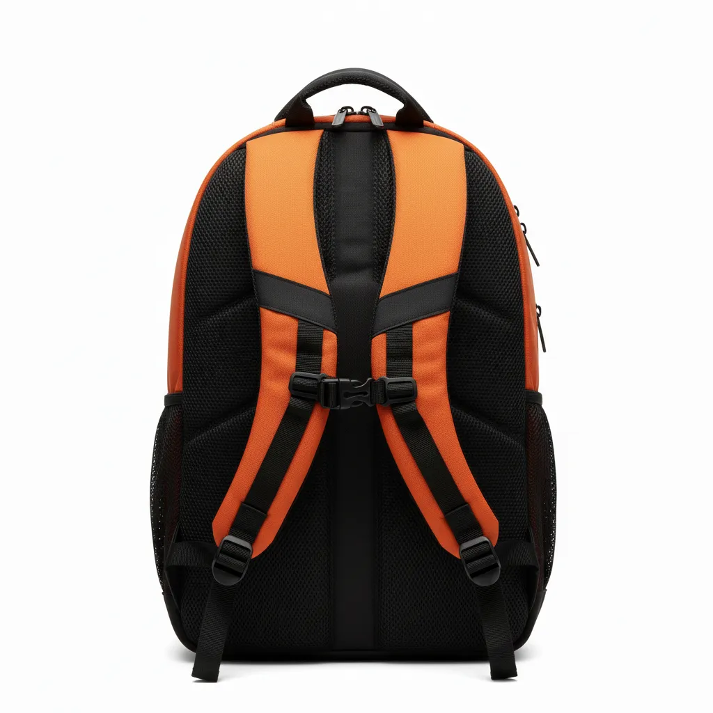 Custom Soccer Backpack - Burnt, Orange, Black - Backpack - Back View - HAMCO Sports Inc.