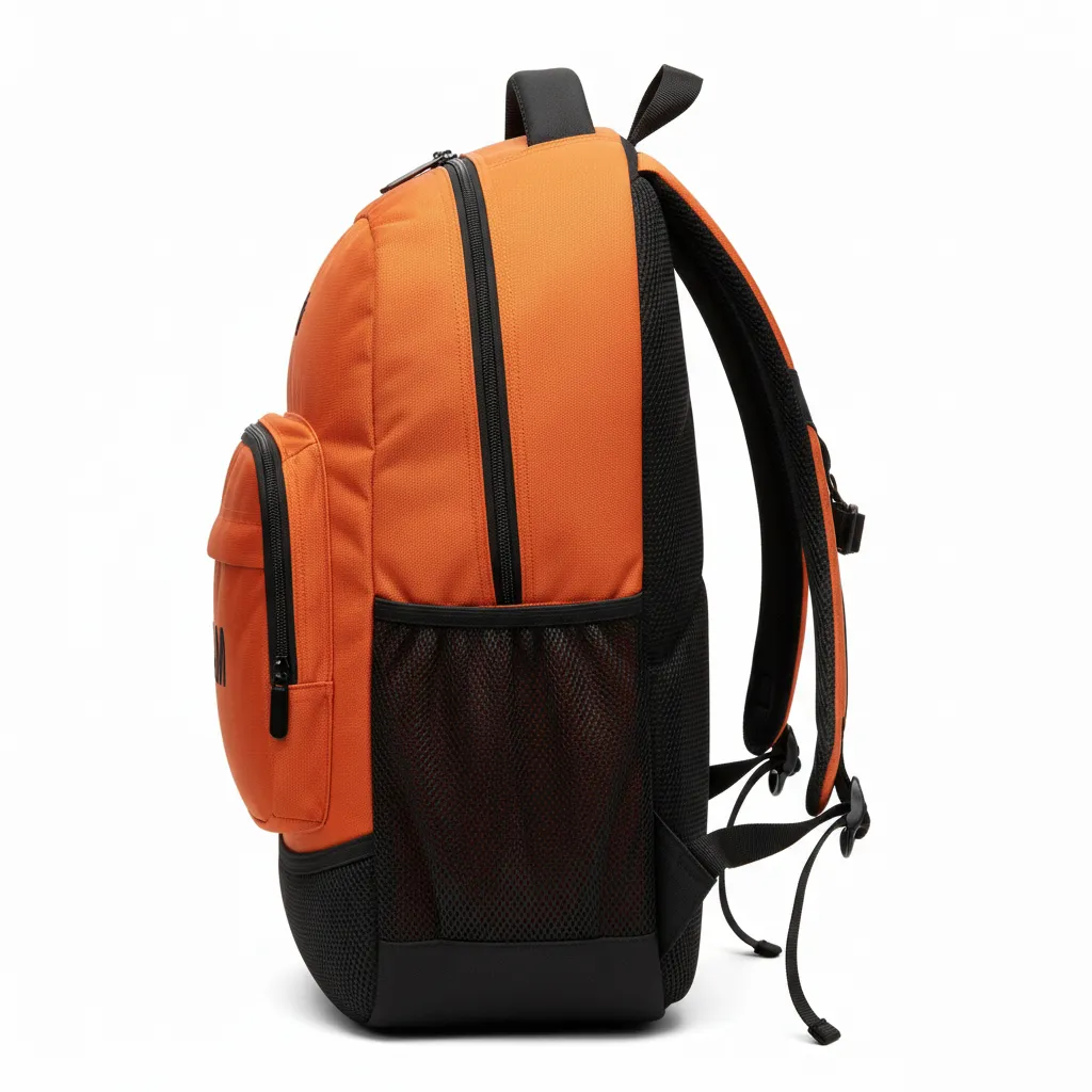 Custom Soccer Backpack - Burnt, Orange, Black - Backpack - Side View - HAMCO Sports Inc.
