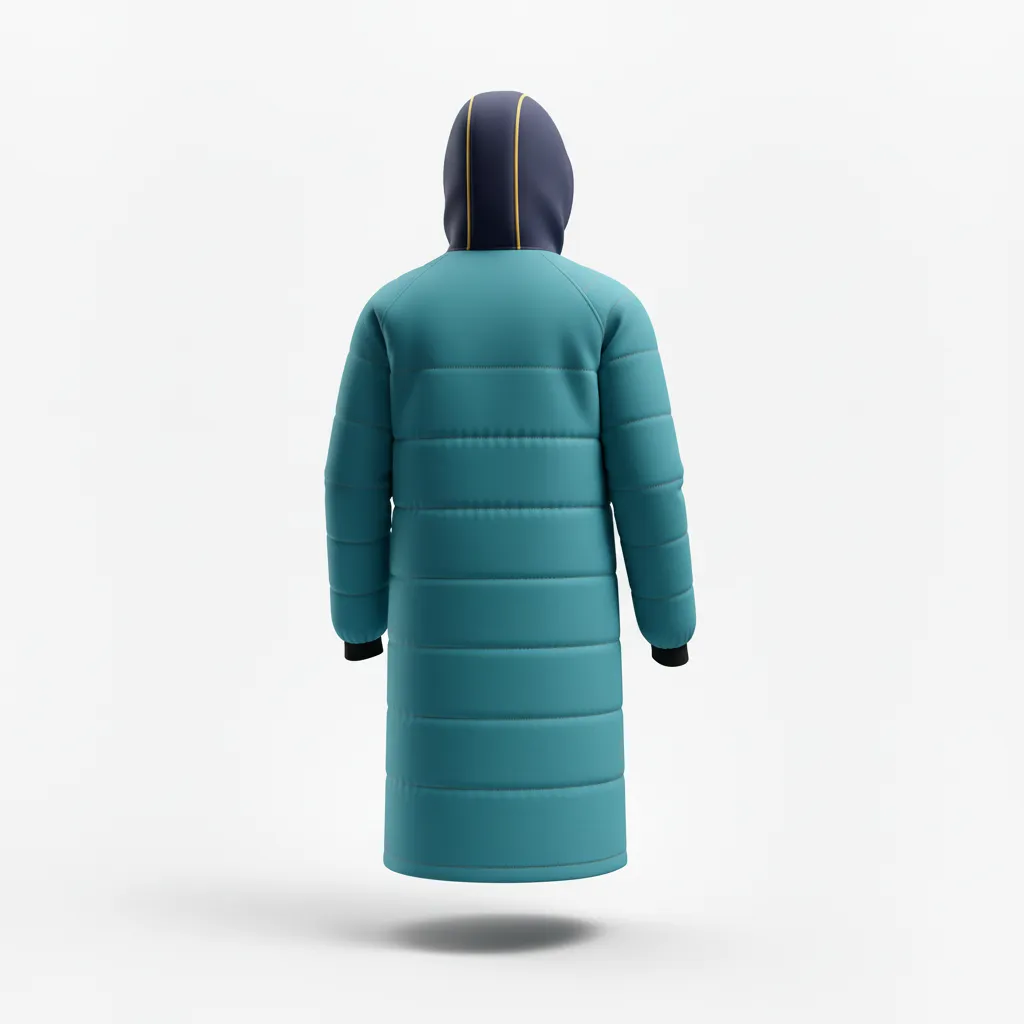 Custom Soccer Bench Jacket - White - Bench Coat Aqua - Back View - HAMCO Sports Inc.