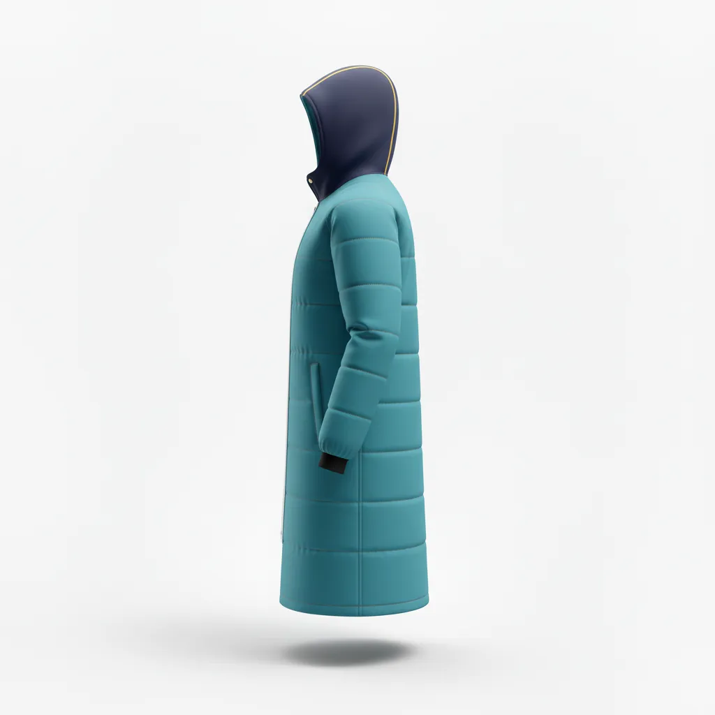 Custom Soccer Bench Jacket - White - Bench Coat Aqua - Side View - HAMCO Sports Inc.