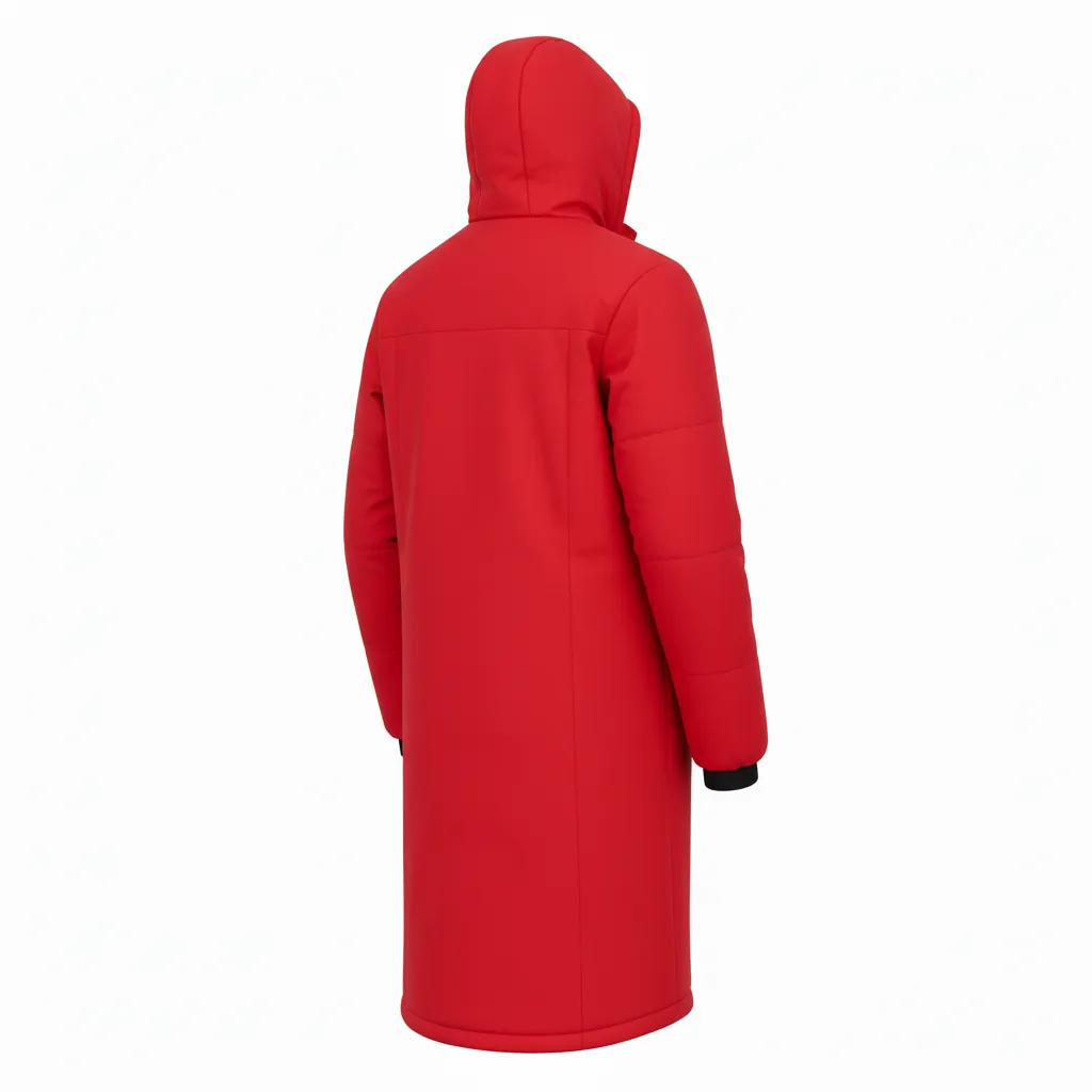 Custom Soccer Bench Jacket - Red, Black - Bench Coat Athletic - Back View - HAMCO Sports Inc.