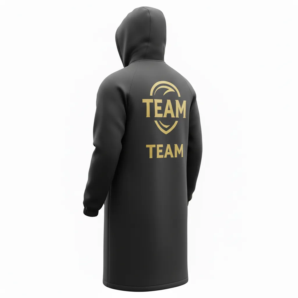 Custom Soccer Bench Jacket - Black, Gold, White - Bench Coat - Back View - HAMCO Sports Inc.