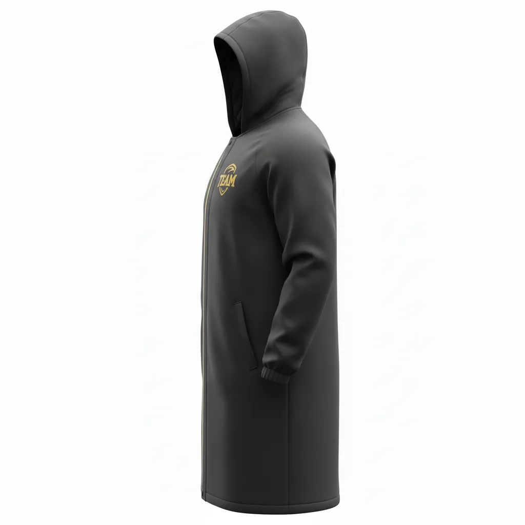 Custom Soccer Bench Jacket - Black, Gold, White - Bench Coat - Side View - HAMCO Sports Inc.