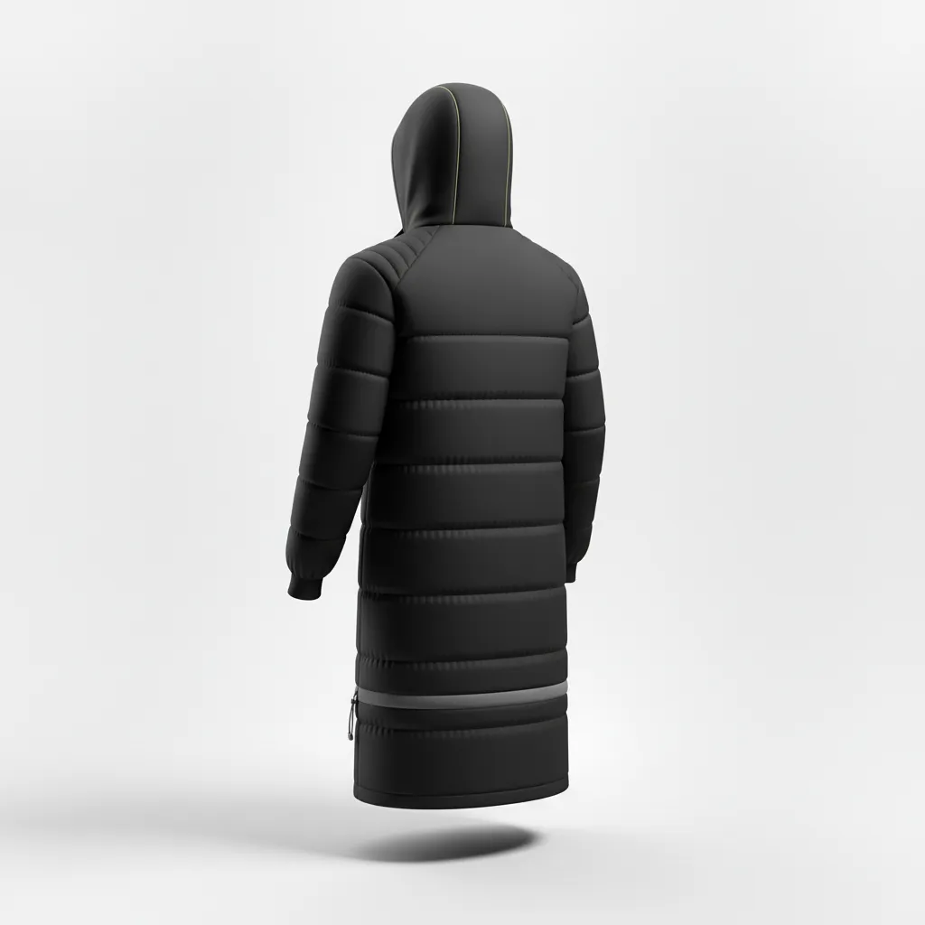 Custom Soccer Bench Jacket - Black, Grey - Bench Coat - Back View - HAMCO Sports Inc.