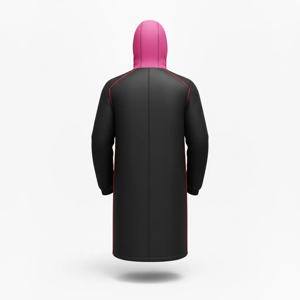 Custom Soccer Bench Jacket - Black, Red - Bench Coat - Back View - HAMCO Sports Inc.