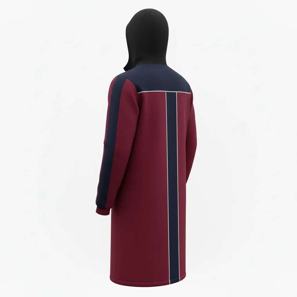 Custom Soccer Bench Jacket - Burgundy, Gold - Bench Coat - Back View - HAMCO Sports Inc.