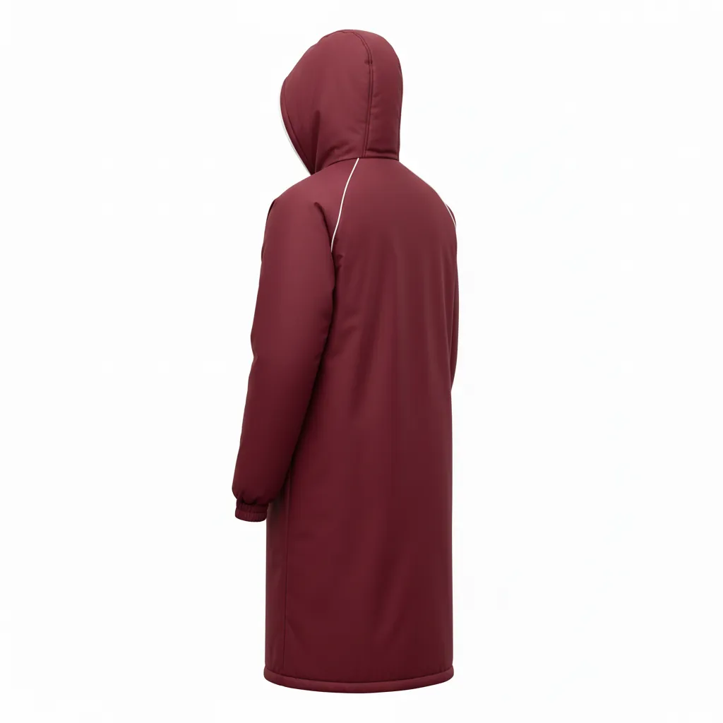 Custom Soccer Bench Jacket - Burgundy, White - Bench Coat - Back View - HAMCO Sports Inc.