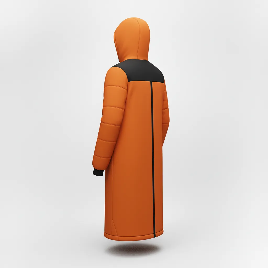 Custom Soccer Bench Jacket - Burnt, Orange, Black - Bench Coat - Back View - HAMCO Sports Inc.