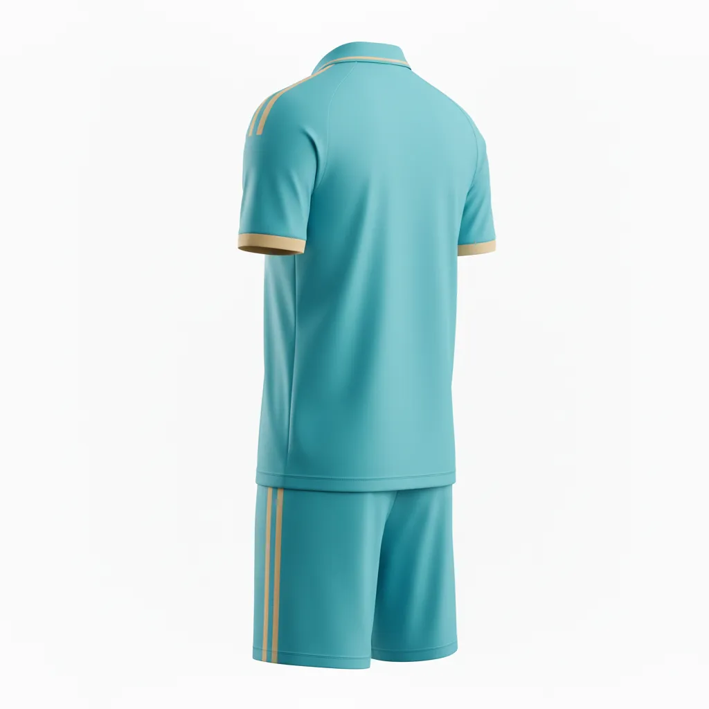 Custom Soccer Collard Soccer Uniform - White - Collared Uniform Aqua Wave - Back View - HAMCO Sports Inc.