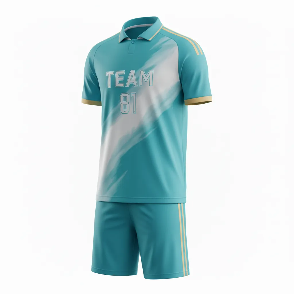 Custom Soccer Collard Soccer Uniform - White - Collared Uniform Aqua Wave - Front View - HAMCO Sports Inc.