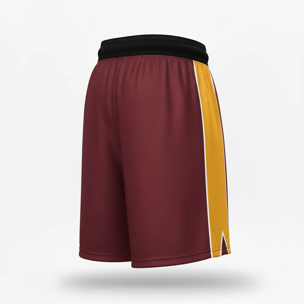 Custom Soccer Custom Soccer Shorts - Burgundy, Gold, White - Shorts Classic - Back View - HAMCO Sports Inc.