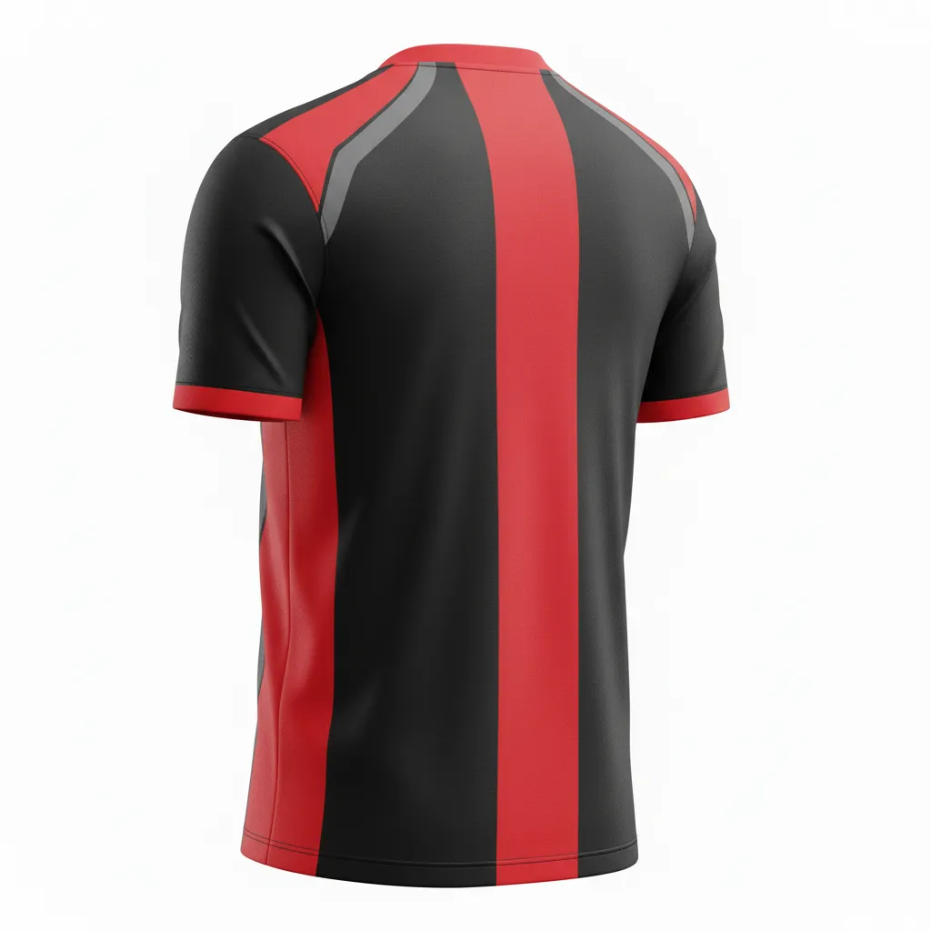 Custom Soccer Custom V Neck Soccer Jersey - Black, Red, Grey - Vneck Jersey Modern - Back View - HAMCO Sports Inc.