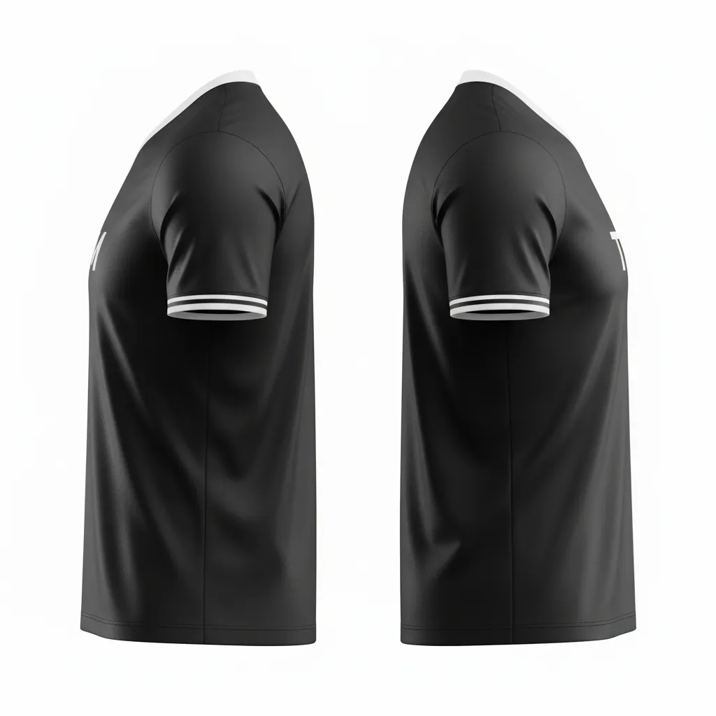 Custom Soccer Custom V Neck Soccer Jersey - Black, White - Vneck Jersey Minimalist - Side View - HAMCO Sports Inc.