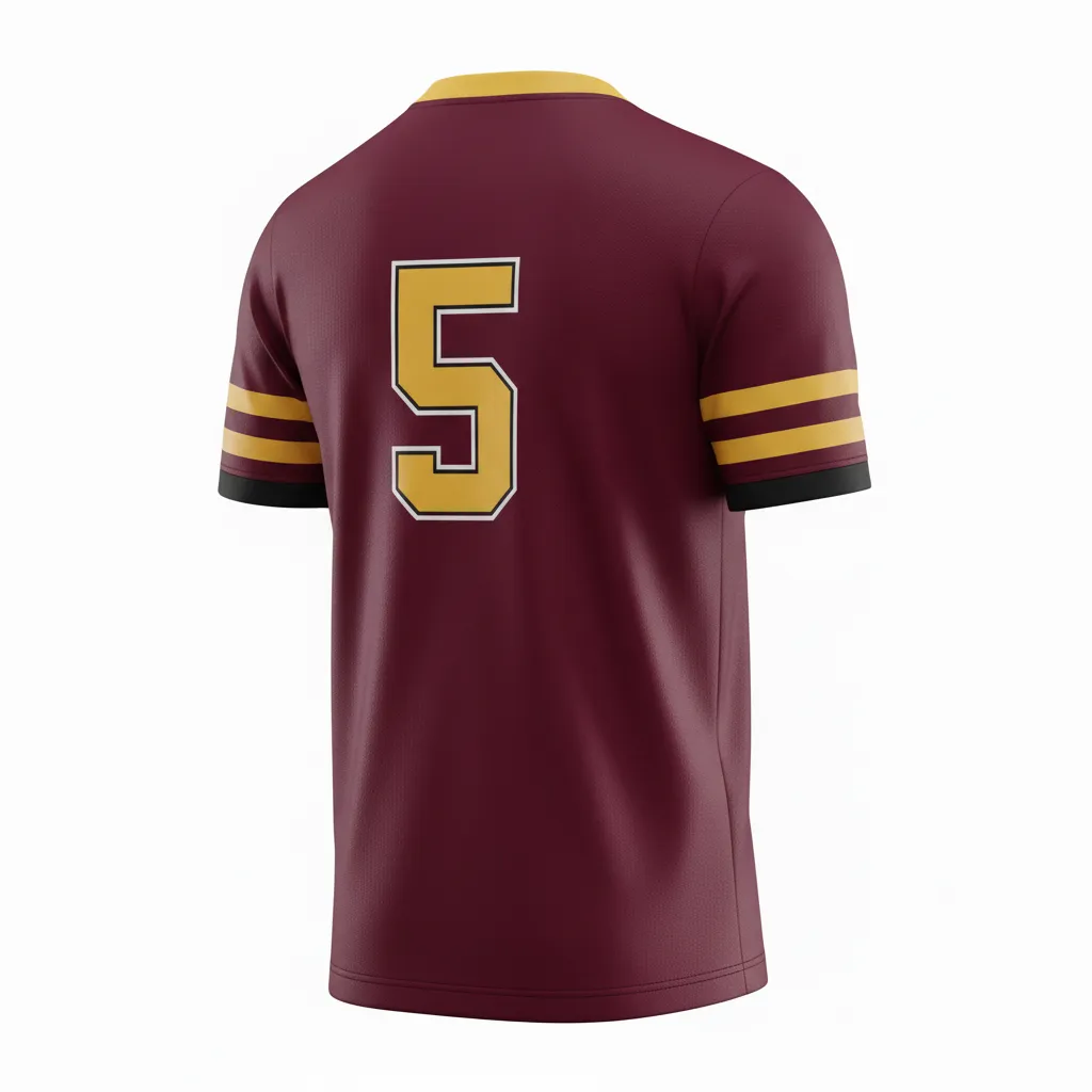 Custom Soccer Custom V Neck Soccer Jersey - Burgundy, Gold, White - Vneck Jersey Classic - Back View - HAMCO Sports Inc.
