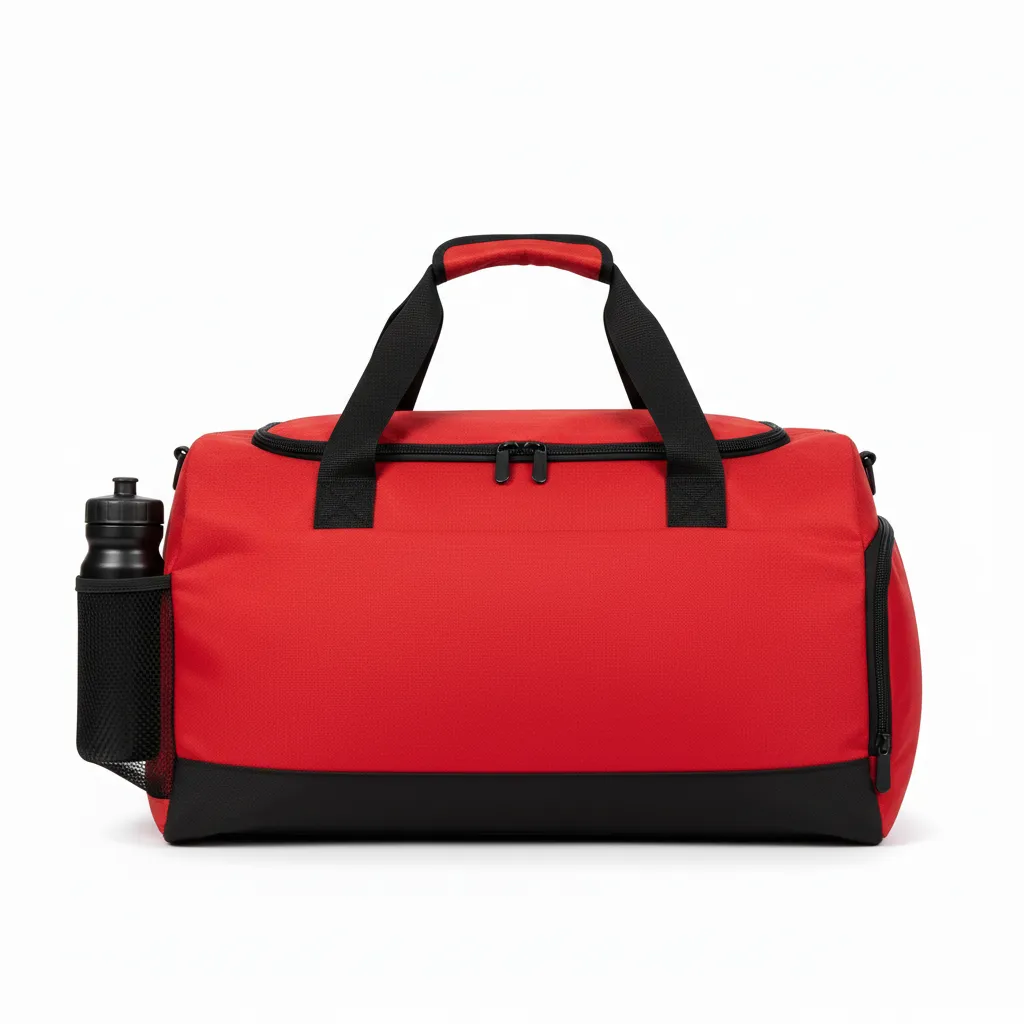 Custom Soccer Duffle Bag - Red, Black - Duffel Bag Athletic - Back View - HAMCO Sports Inc.