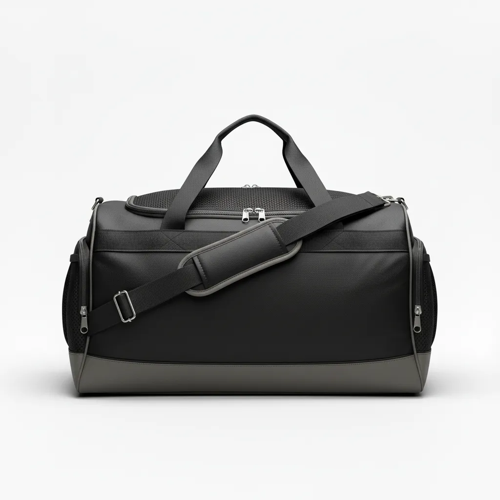 Custom Soccer Duffle Bag - Black, Grey - Duffel Bag - Back View - HAMCO Sports Inc.