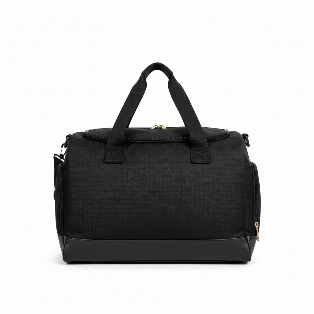 Custom Soccer Duffle Bag - Black, Gold - Duffel Bag Vegas - Back View - HAMCO Sports Inc.