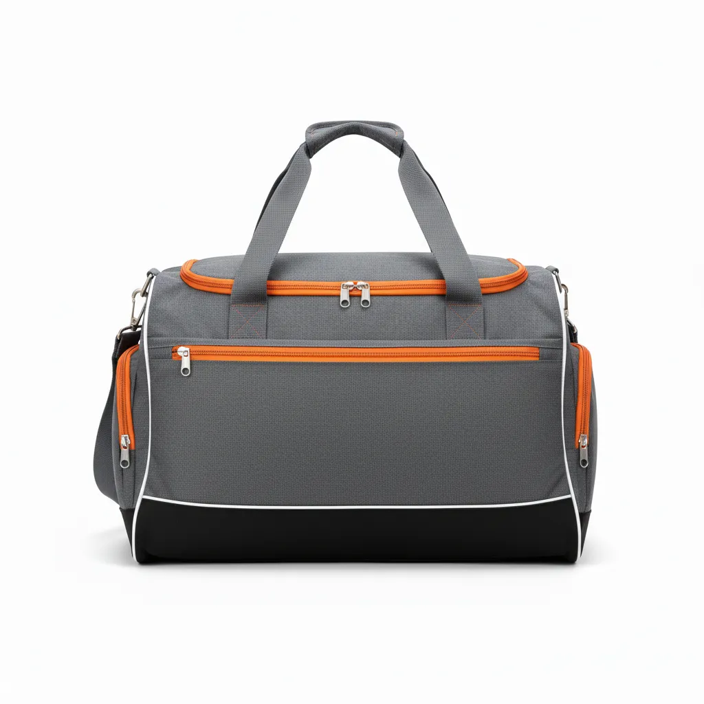 Custom Soccer Duffle Bag - Orange - Duffel Bag Charcoal Neon - Back View - HAMCO Sports Inc.