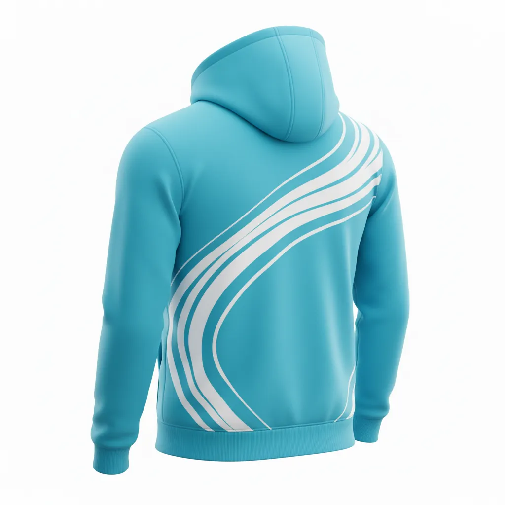 Custom Soccer Full Zip Hoodie - White - Fullzip Hoodie Aqua Wave - Back View - HAMCO Sports Inc.