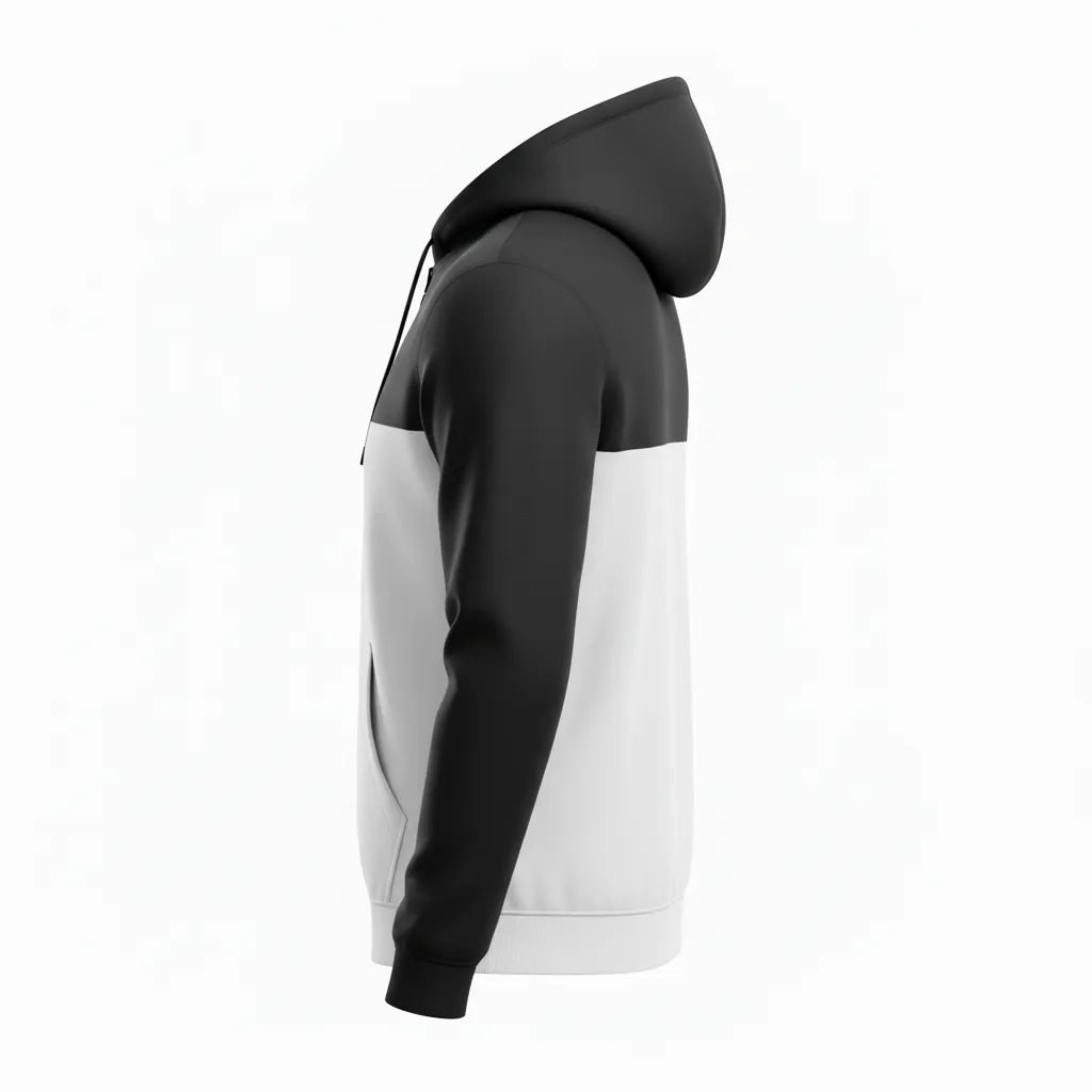 Custom Soccer Full Zip Hoodie - Black, White - Fullzip Hoodie Split - Back View - HAMCO Sports Inc.